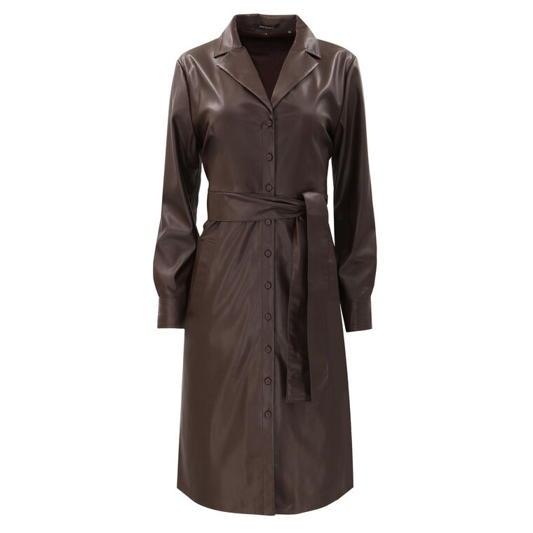 Dixie Vegan Leather Midi Shirt Dress