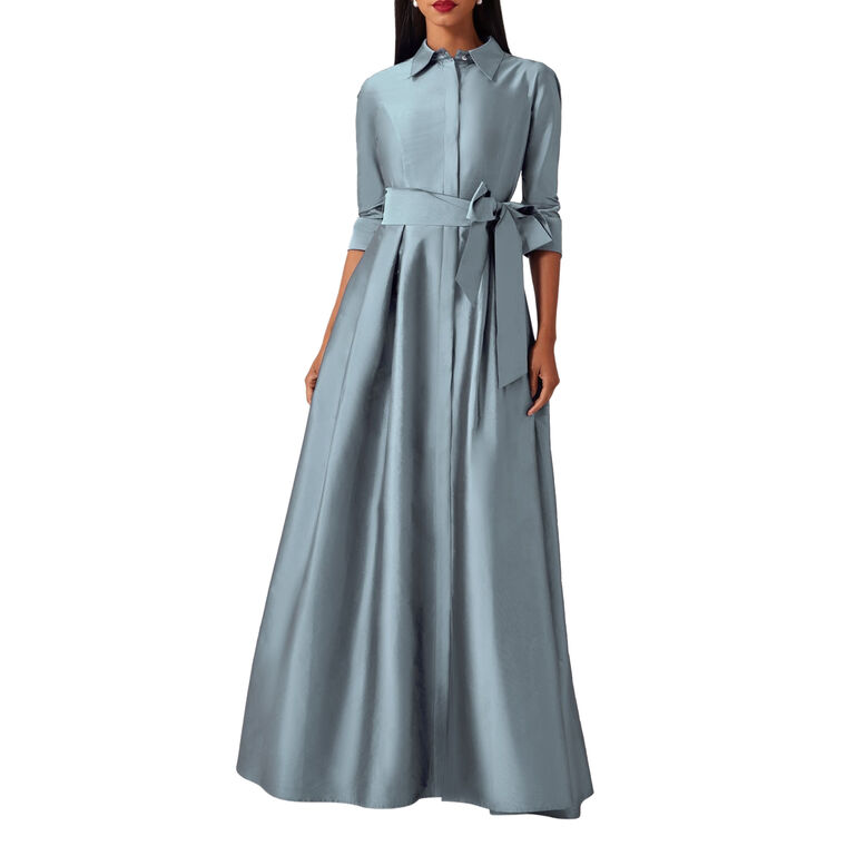 3/4 Sleeve Taffeta Shirtwaist Gown image number null