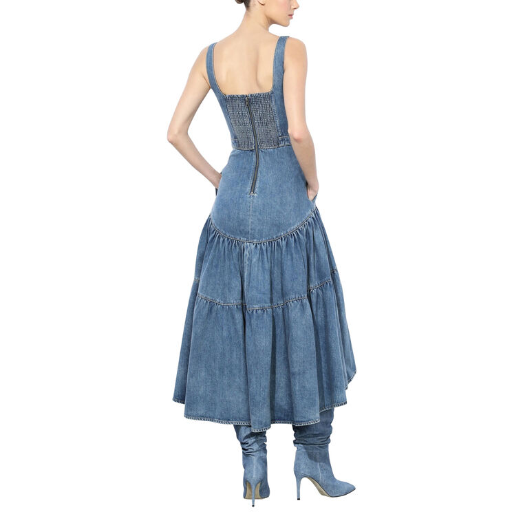 Diana Sleeveless Structured Denim Midi Dress image number null