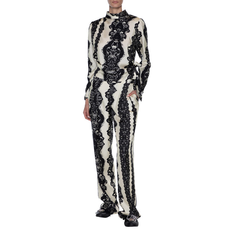 Venetian Lace Side Tie Blouse image number null
