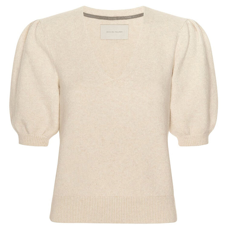 The Havana Short Puff Sleeve Sweater image number null