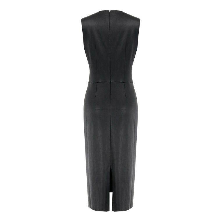 Sleeveless Leather Midi Dress image number null