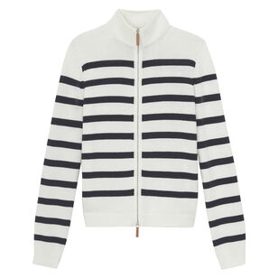 Stripe Fitted Bomber Cardigan