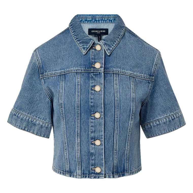 Malcom Short Sleeve Cropped Denim Jacket image number null