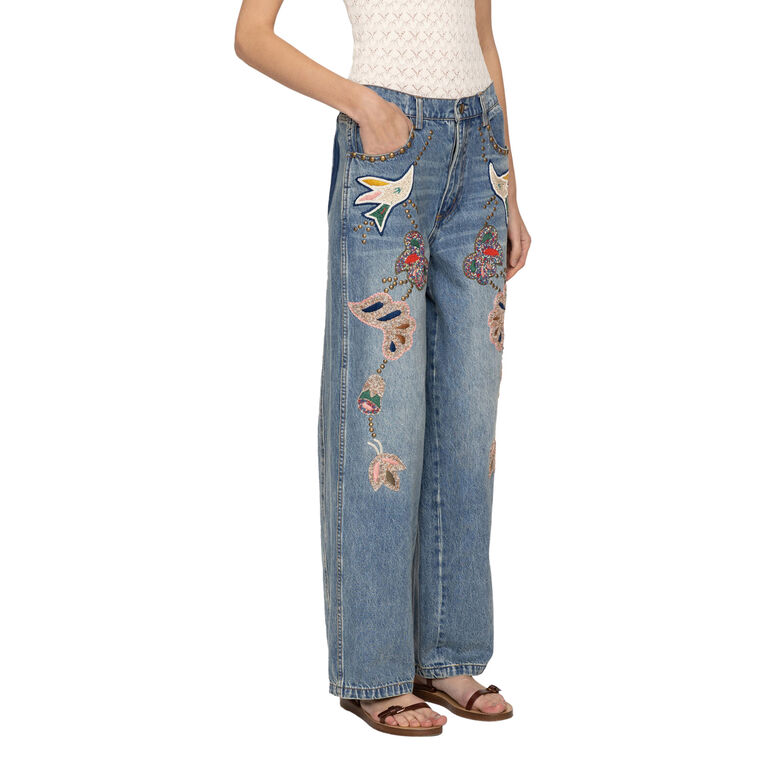 Kara Beaded Denim Jeans image number null
