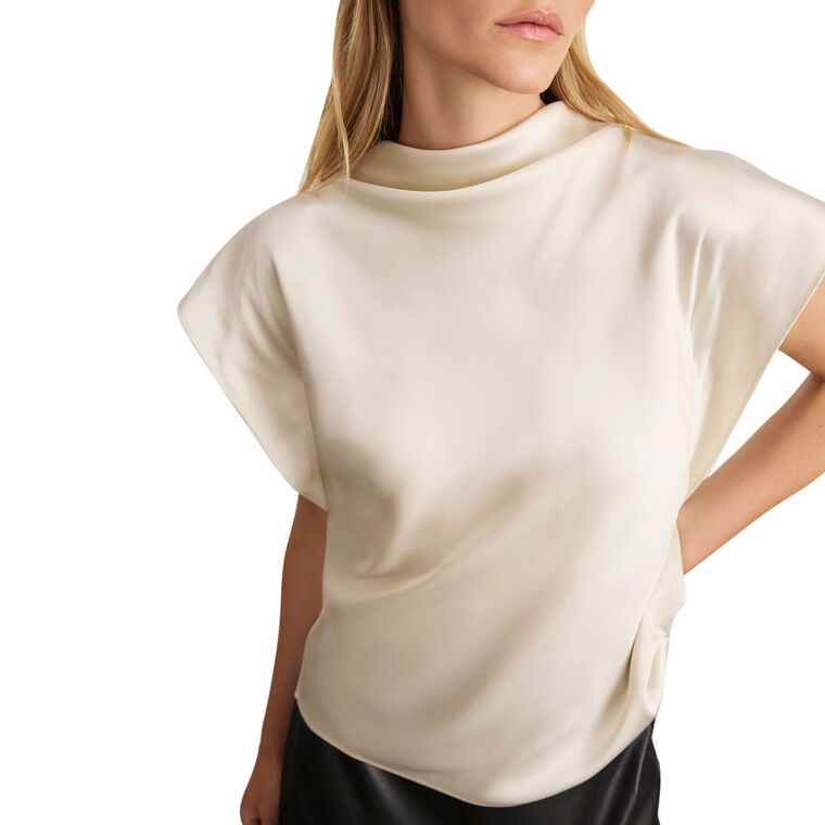 Adrien Short Sleeve Satin Top image number null