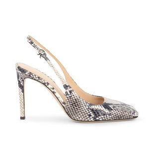 100mm Embossed Square-Toe Slingback Pumps