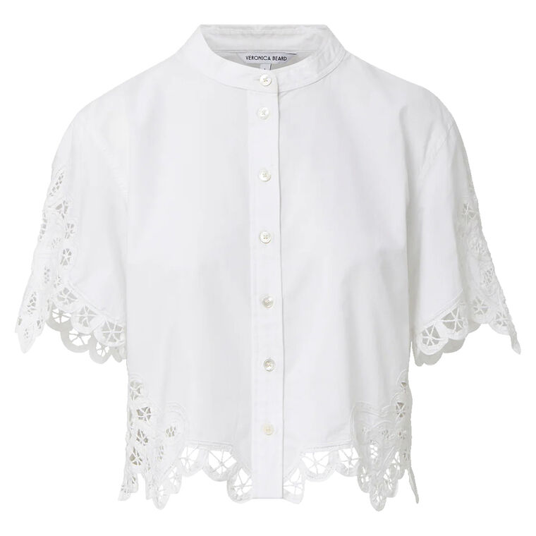 Aleck Short Sleeve Lace Button-Down Shirt image number null