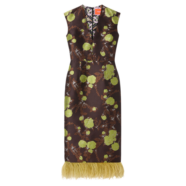Sleek Dress With Feathers image number null