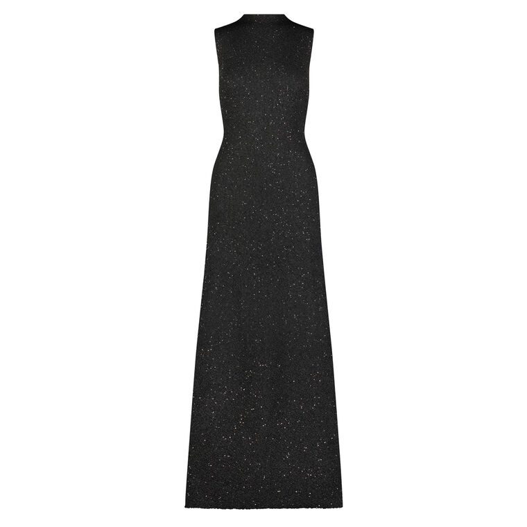 Sequin Knit Mock Neck Gown image number null