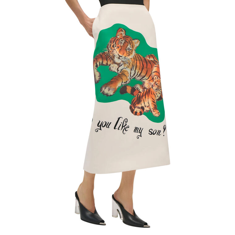 Mercer Pencil Skirt With Tiger Motif image number null