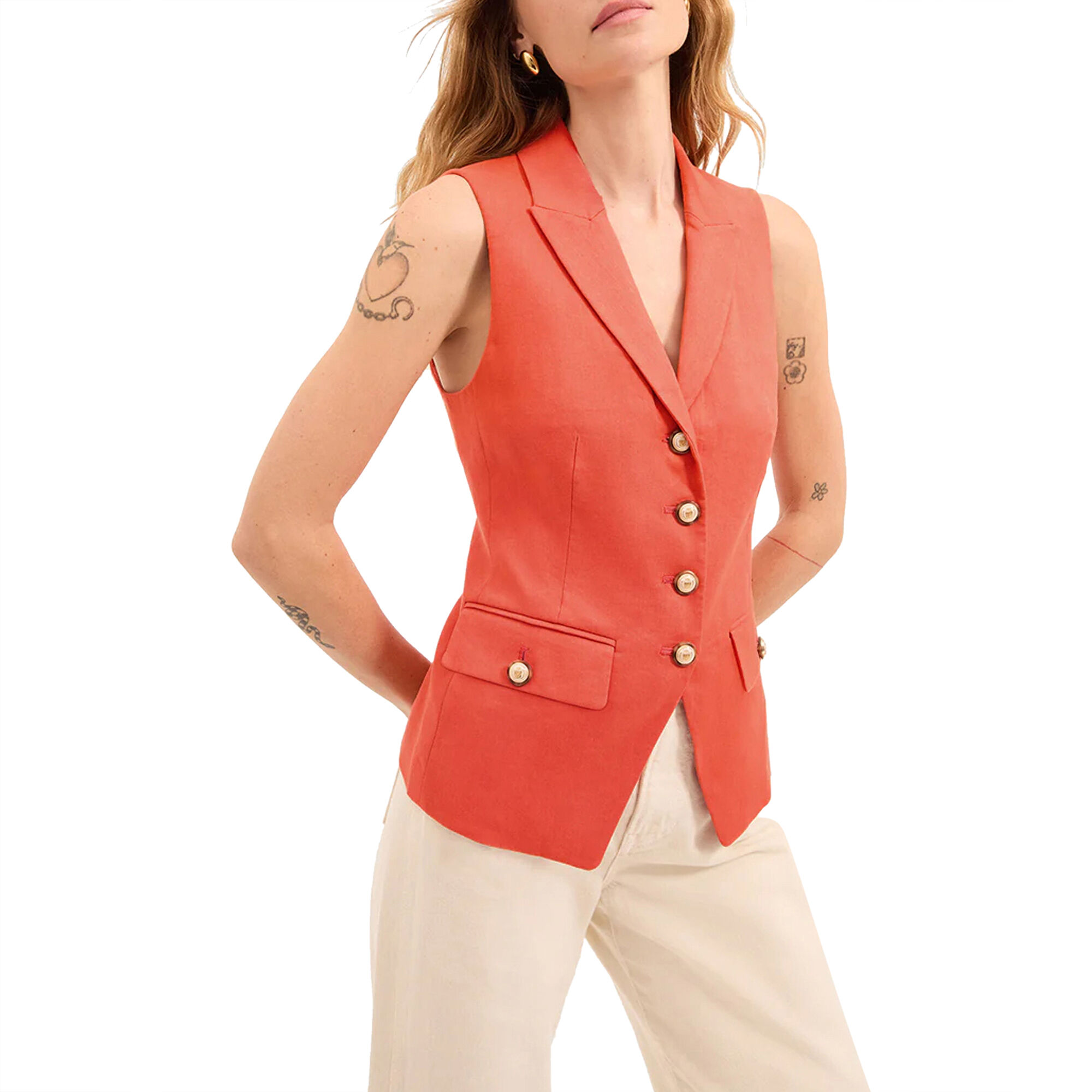 Veronica Beard Benny Linen Vest | Tootsies