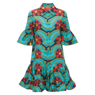 Choux Short Sleeve Cotton Poplin Mini Dress