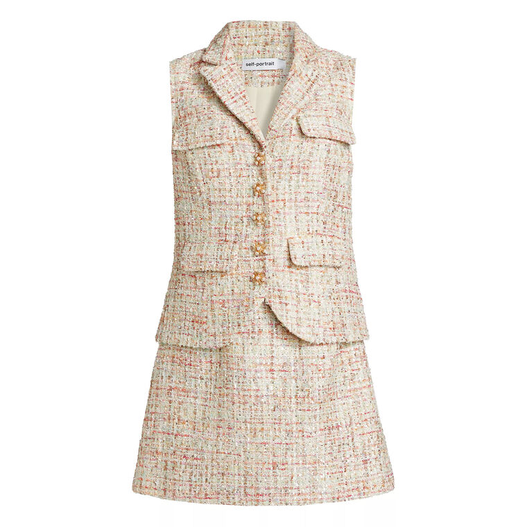 Pastel Boucle Tailored Mini Dress image number null