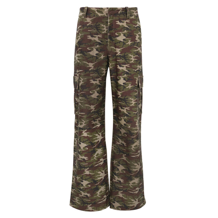 Baggy Low Rise Sueded Leather Cargo Pant image number null