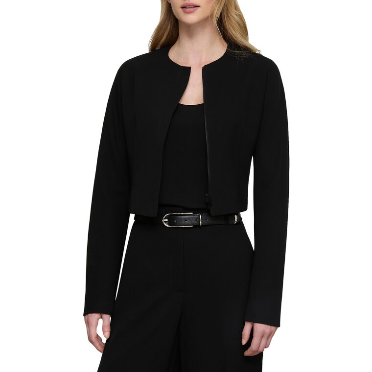 Zip Front Crepe Dolman Sleeve Cropped Jacket image number null