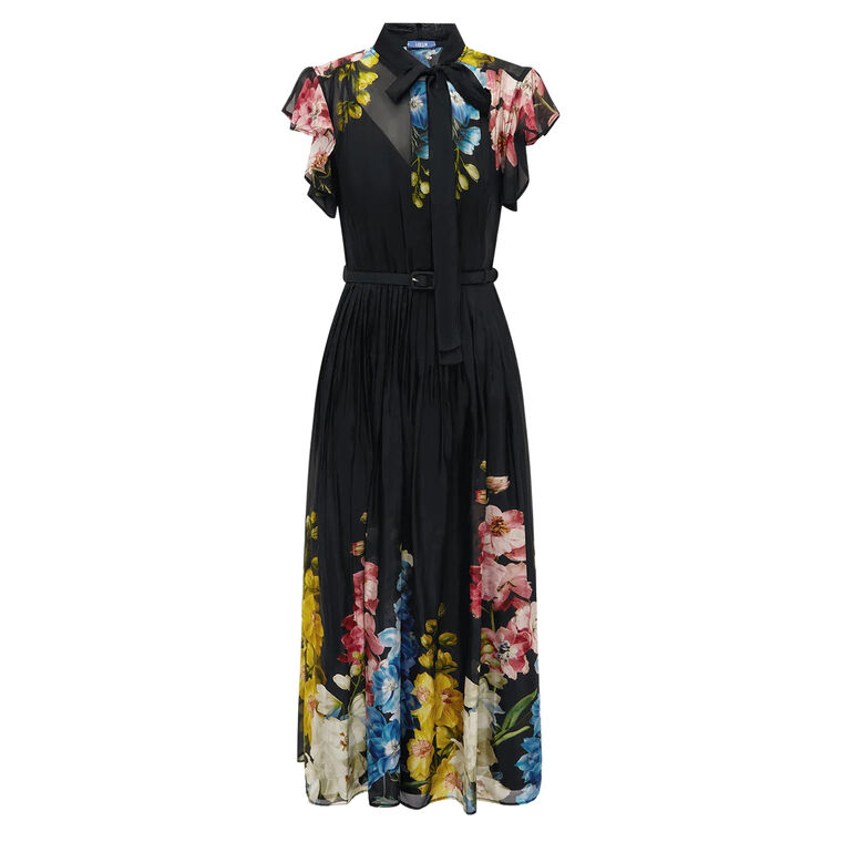Grace Flutter Sleeve Belted Midi Dress image number null