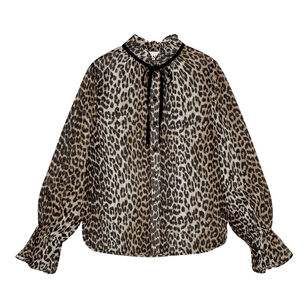 Printed Viscose Chiffon Tie Neck Shirt