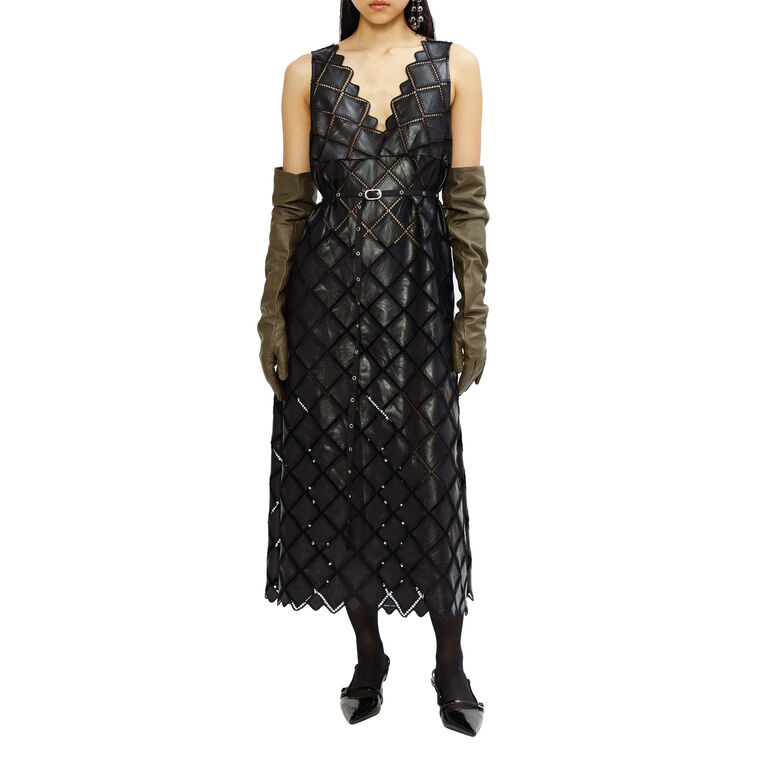 Asphalt Sleeveless V-Neck Midi Dress image number null