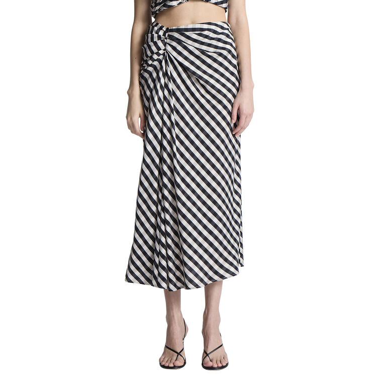 Jean Gingham Midi Skirt image number null
