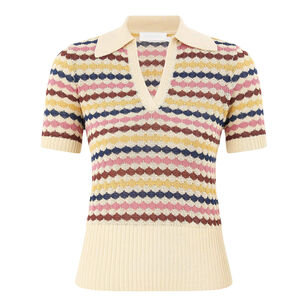 Awaken Scallop Short Sleeve Knit Polo