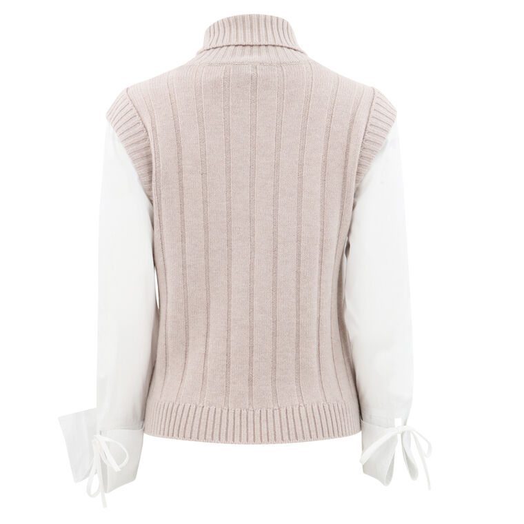 Paola Mixed Media Turtleneck Sweater image number null