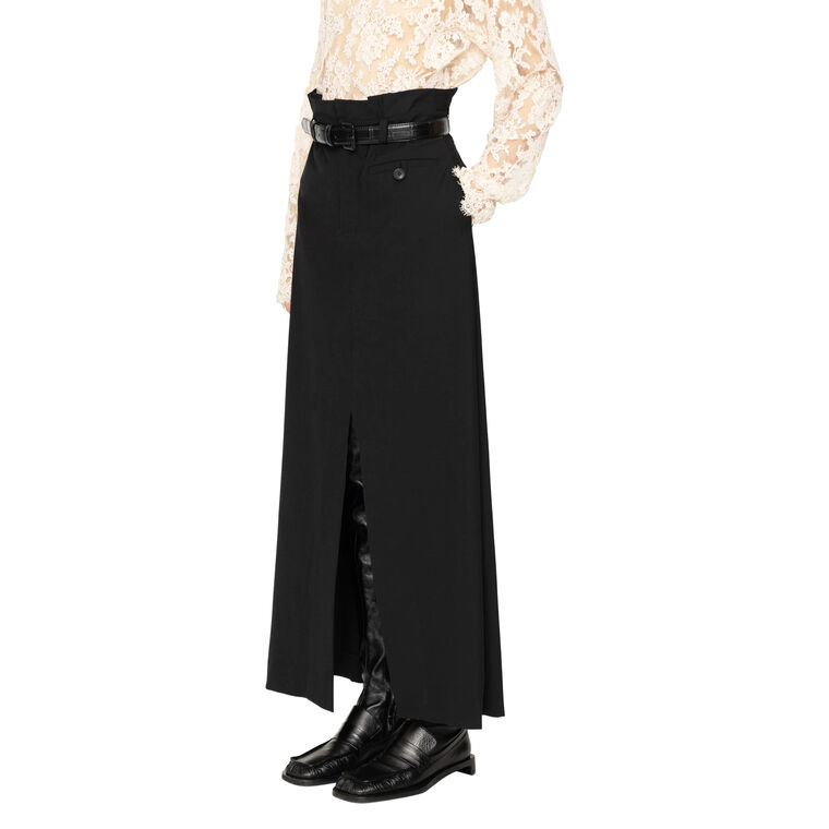 Remi Tropical Wool Maxi Skirt With Belt image number null