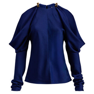 Kina Long Sleeve Blouse With Shoulder Cutouts