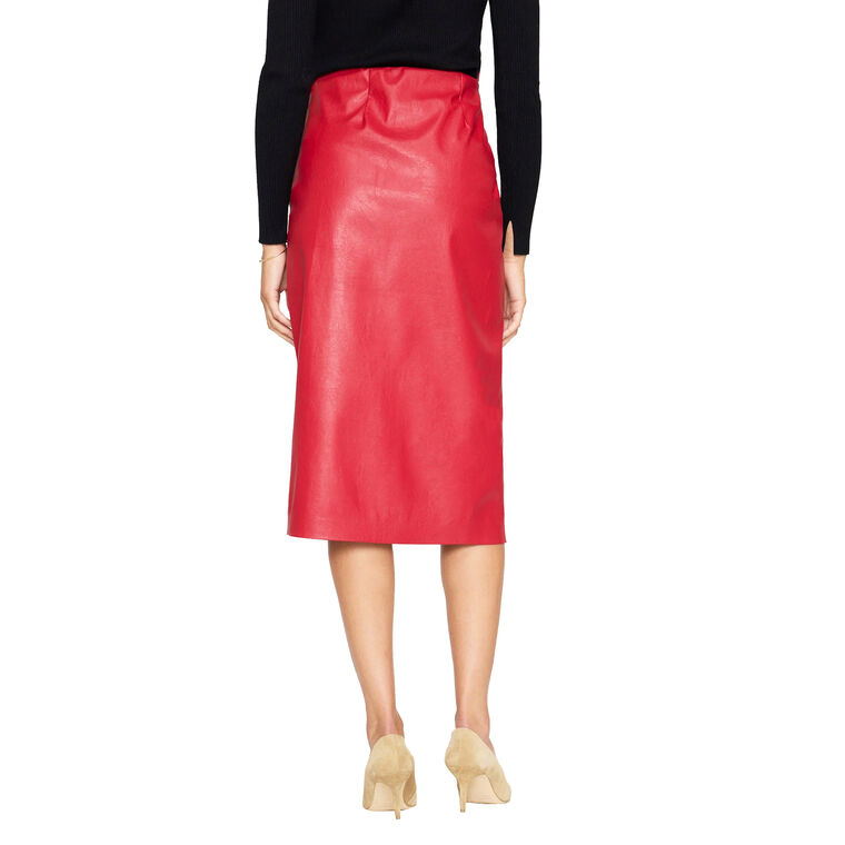 The Esme Vegan Leather Midi Skirt image number null