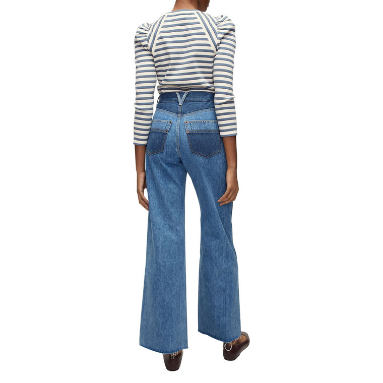 Delano Stripe Puff-Sleeve Top image number null