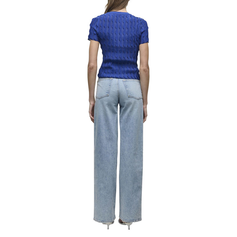 Mallorie Short Sleeve Scalloped Knit Polo Top image number null