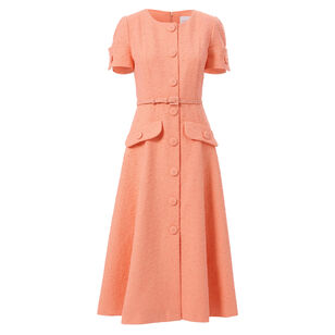 Embroidered Slub-Cotton Midi Dress