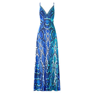 V-Neck Full Length Bias Slip Dress