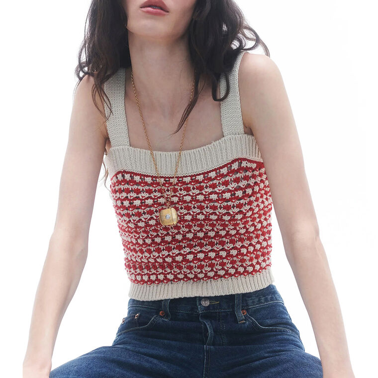 Marti Wide-Strap Square-Neck Knit Tank image number null
