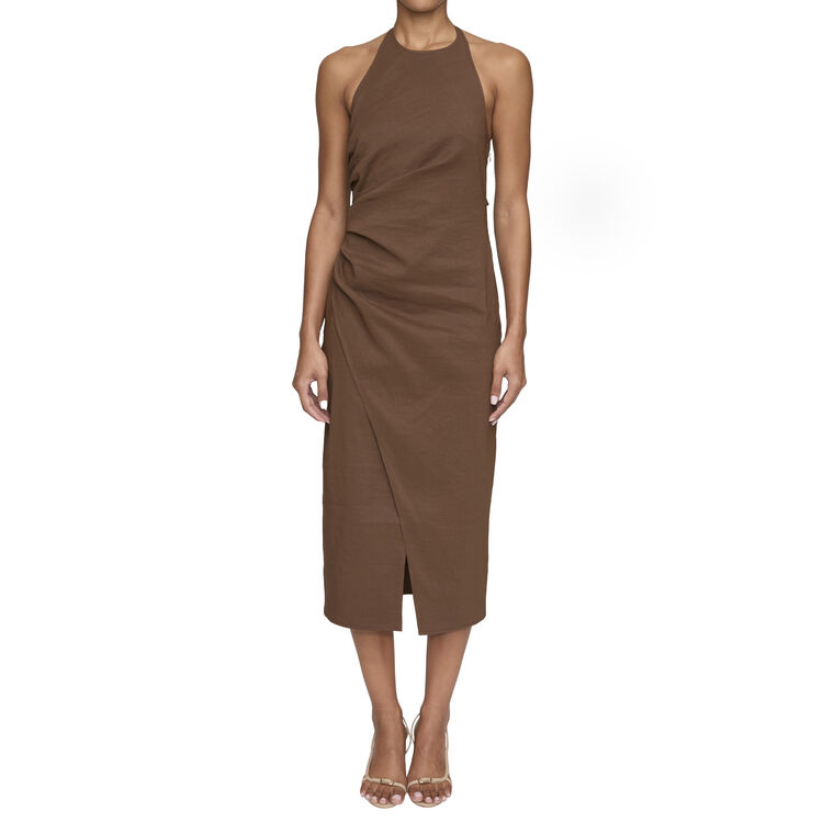 Sylvie Linen Midi Halter Dress image number null