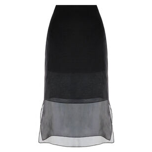 The Brett Pencil Skirt With Sheer Hem Panel
