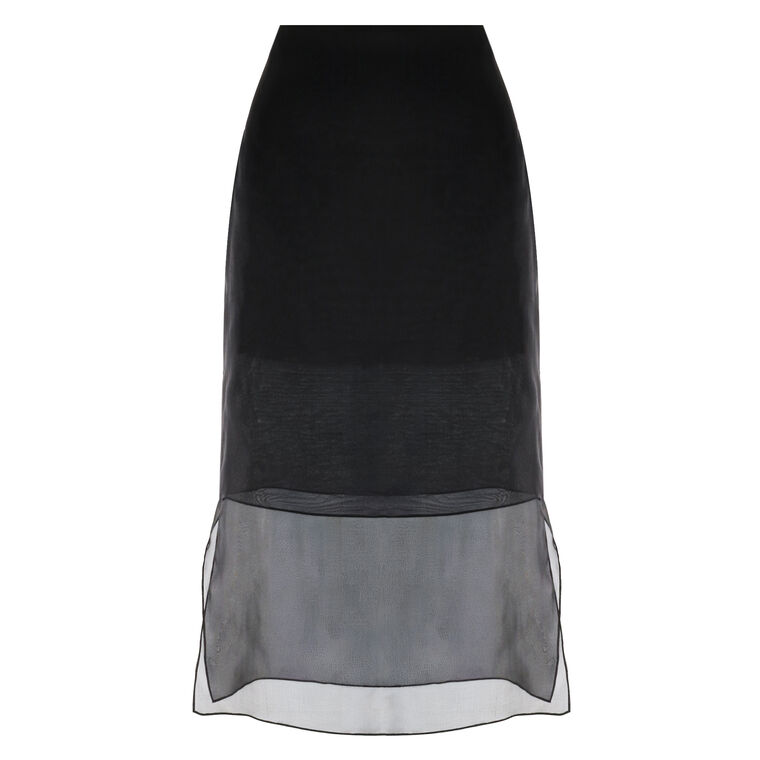 The Brett Pencil Skirt With Sheer Hem Panel image number null