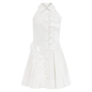 Donna Sleeveless Cotton Embellished Mini Dress