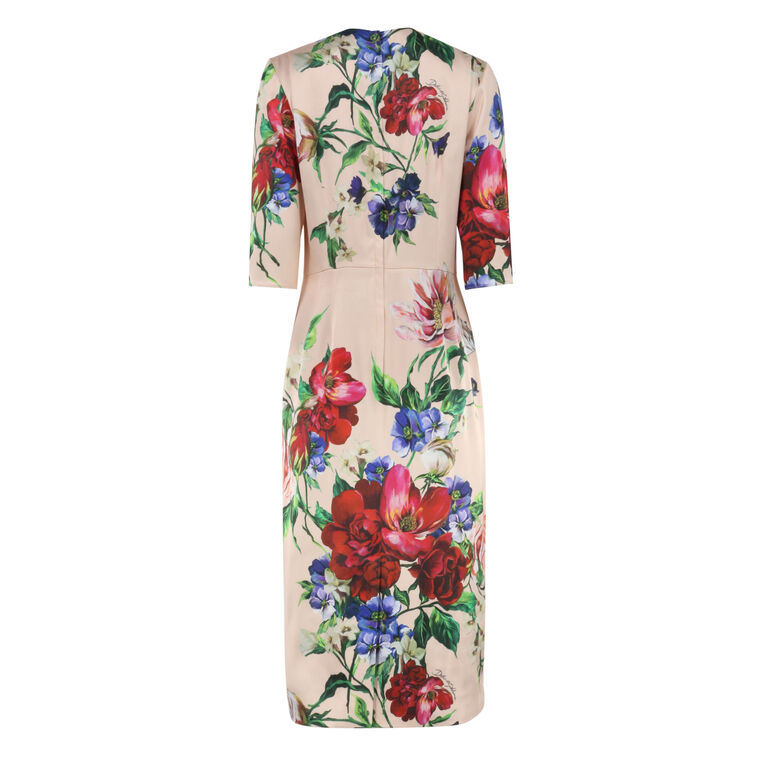 Floral Satin Midi Dress image number null