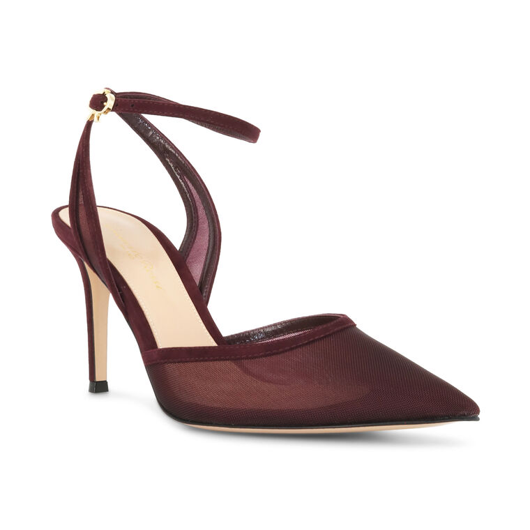 Suede Organza Ankle-Strap Pump image number null