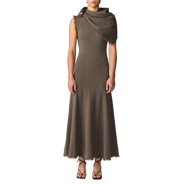 Fringe Hem Sleeveless Knit Dress image number null