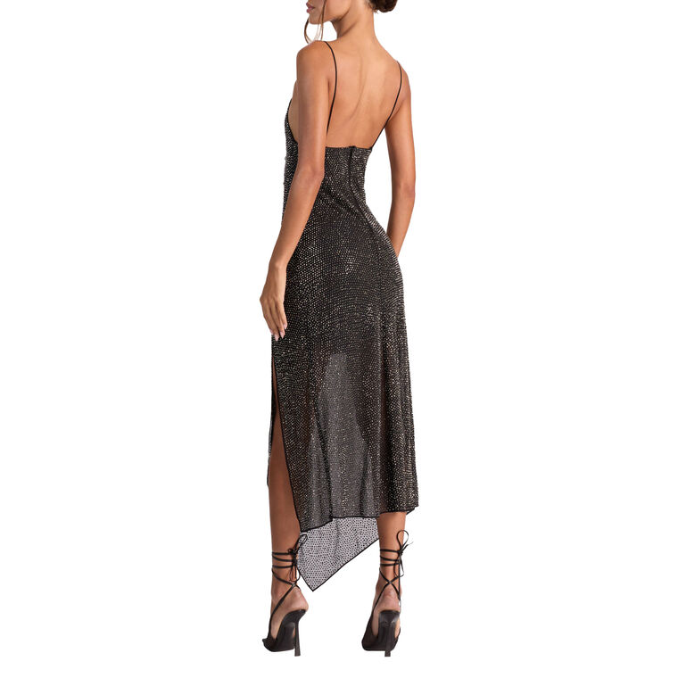 Harmony Embellished Asymmetrical Midi Slip Dress image number null