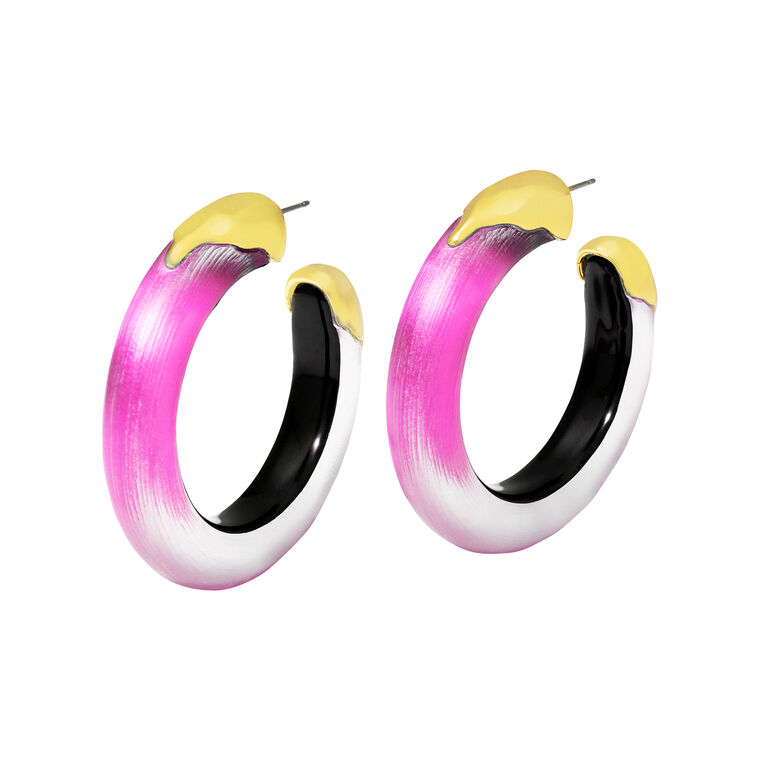 Luminous Lucite Gold Dipped Hoop Earrings image number null