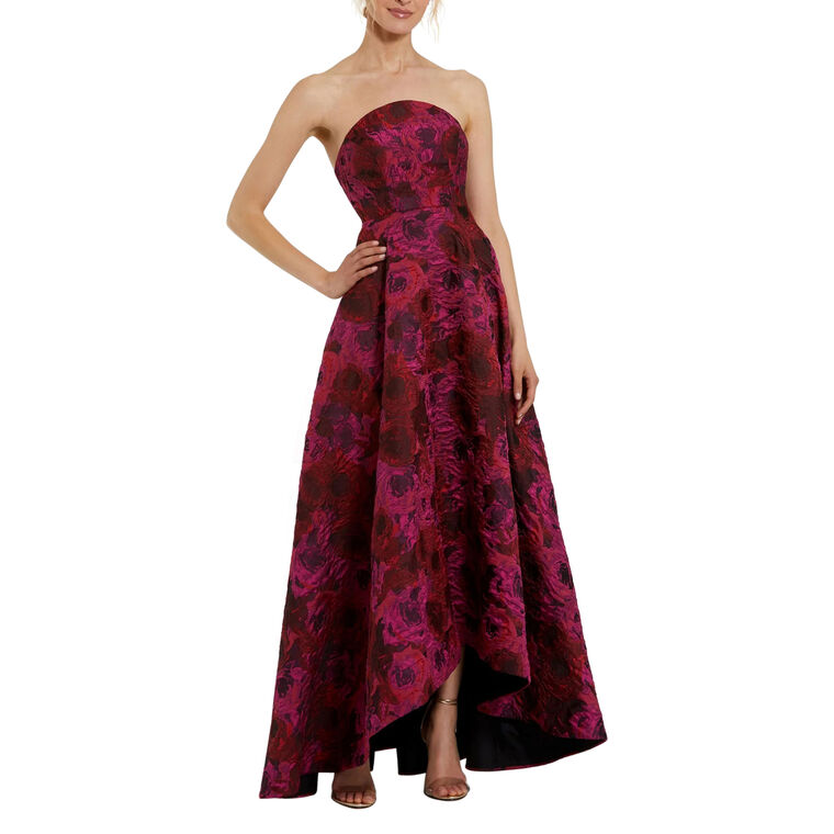 Strapless Brocade High Low A-Line Gown image number null
