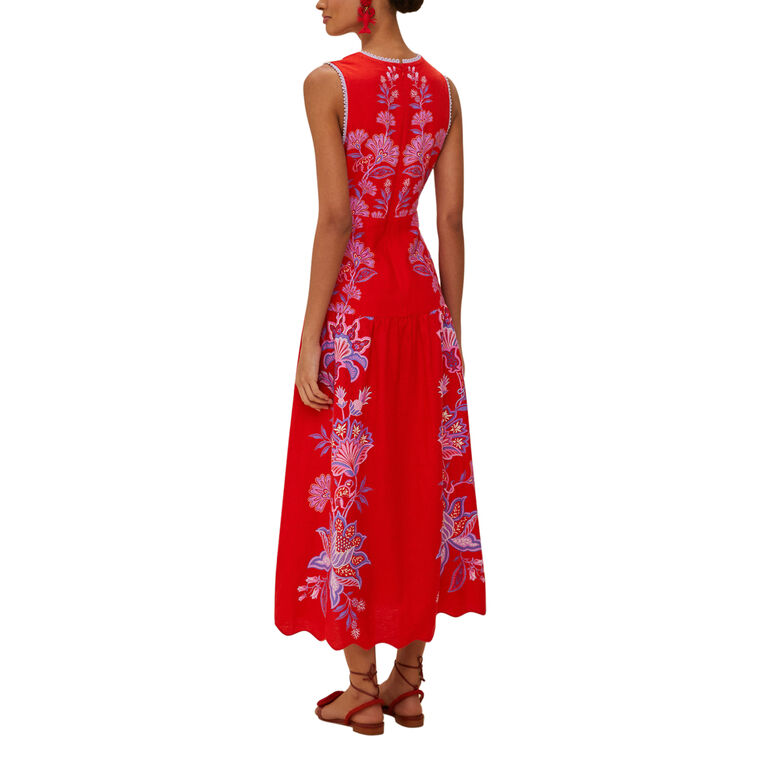 Porcelain Garden Sleeveless Floral Midi Dress image number null