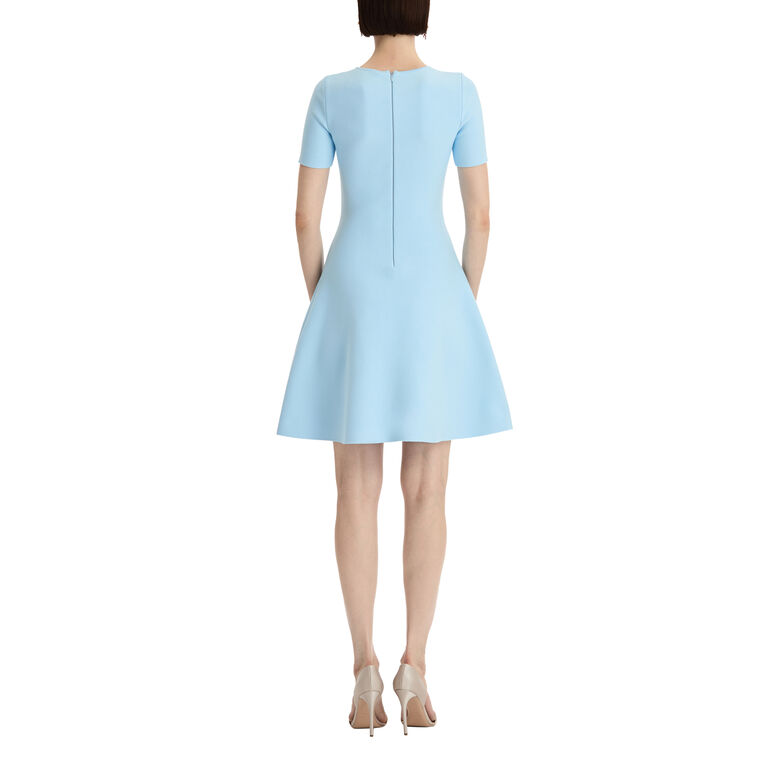 Short Sleeve Porcelain Flower Embroidered Knit Mini Dress image number null