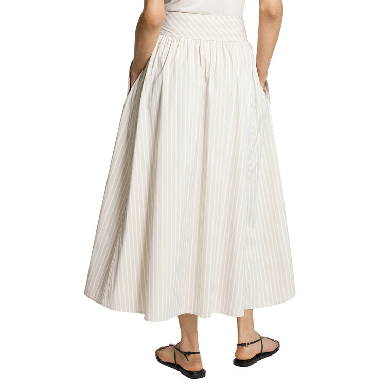 Vented Skirt in Striped Cotton-Blend image number null