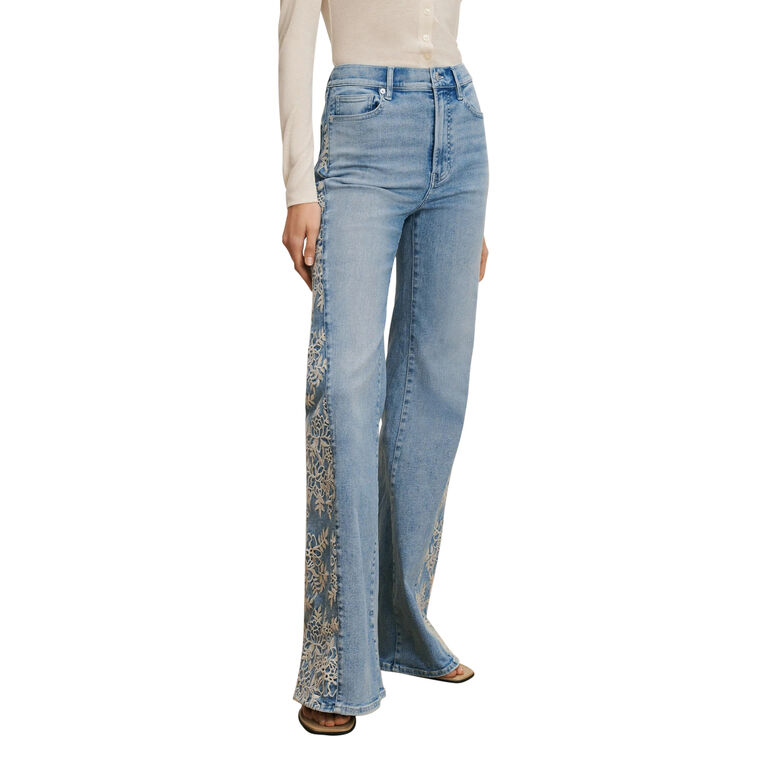 Joplin High-Rise Embroidered Wide Flare Leg Jean image number null