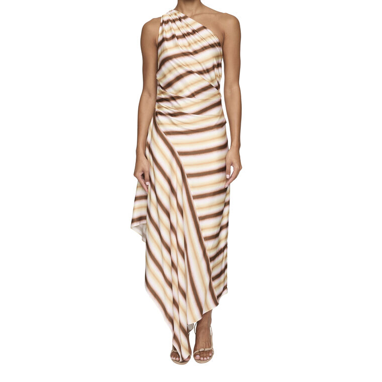 Lyn Tie-Dye Stripe One-Shoulder Maxi Dress image number null