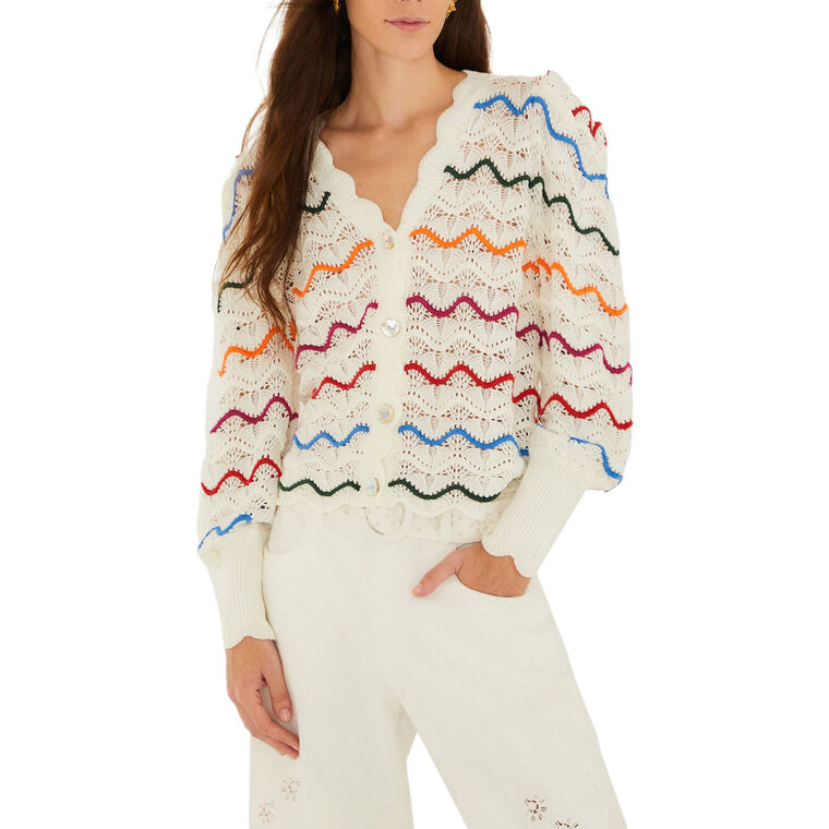 Colorful Stripes Knit Cardigan image number null